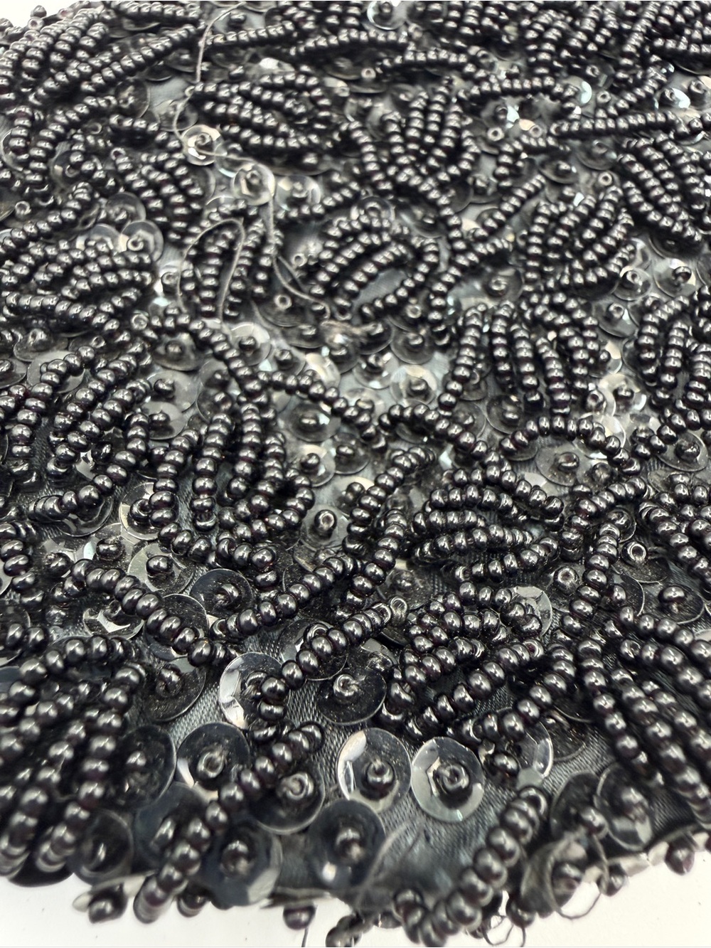 Vintage Hand Made in Hong Kong Black Beaded Sequin Evening Clutch Bag - Picture 10 of 11